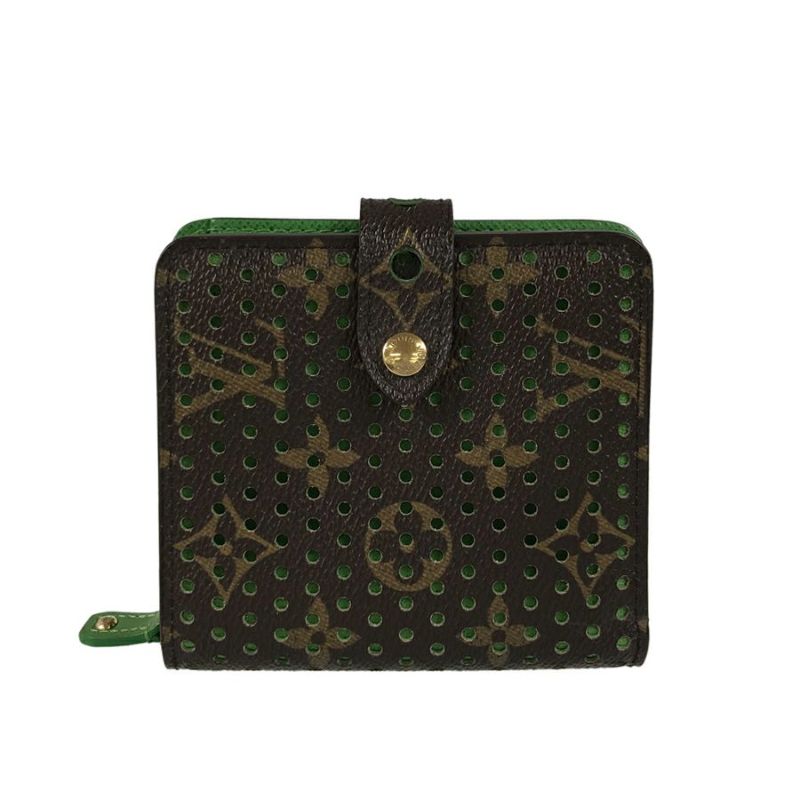 M*読様 【美品】ルイヴィトン モノグラム ペルフォ コンパクトジップ グリーン 美品 ルイヴィトン LOUIS VUITTON モノグラム ペルフォ