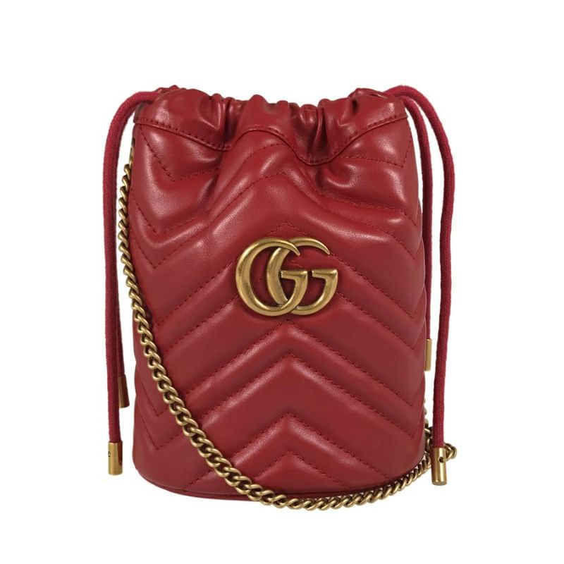 関税・送料込み【GUCCI】GGマーモント スモール バケットバッグ GGマーモント〕スモール バケットバッグブラック レザー | GUCCI公式
